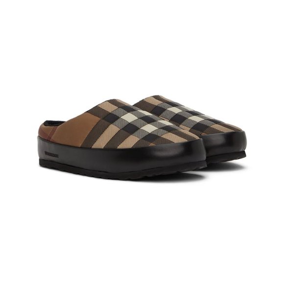 BURBERRY Brown & Beige Northaven Nova Check Slippers - Picture 4 of 13